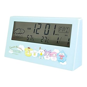 サンリオ液晶温湿度計クロック　アラームツインベルクロック　ウォレット完全未使用品 Amazon.co.jp: 液晶温湿度計クロック 時計 ブルー サンリオ